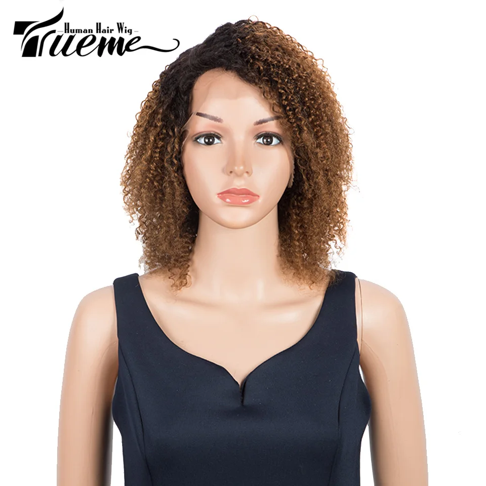 

Trueme Kinky Curly Lace Front Human Hair Wigs Brazilian Bob Human Hair Lace Wig For Women Ombre Highlight Pixie Cut Bob Lace Wig