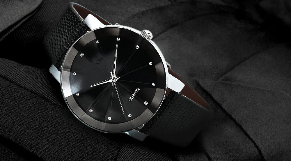 

Men's Simple Watches Leather Band Fashion Casual Rhinestone Couple's Watches Men's Clock Sport relogio masculino reloj hombre