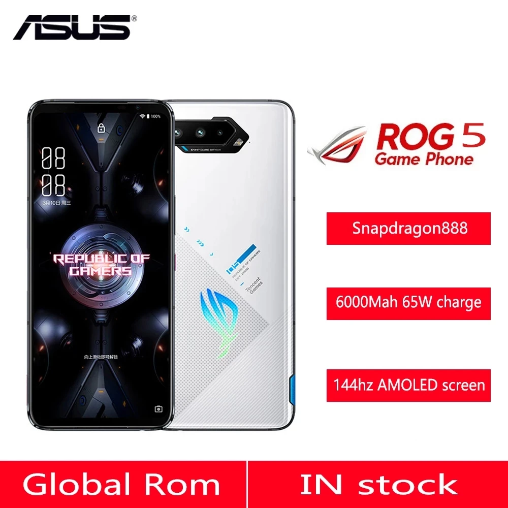 Asus ROG Phone 5 смартфон с 5-дюймовым дисплеем процессором Snapdragon 256 ОЗУ 12 Гб ПЗУ 6 78 ГБ 65