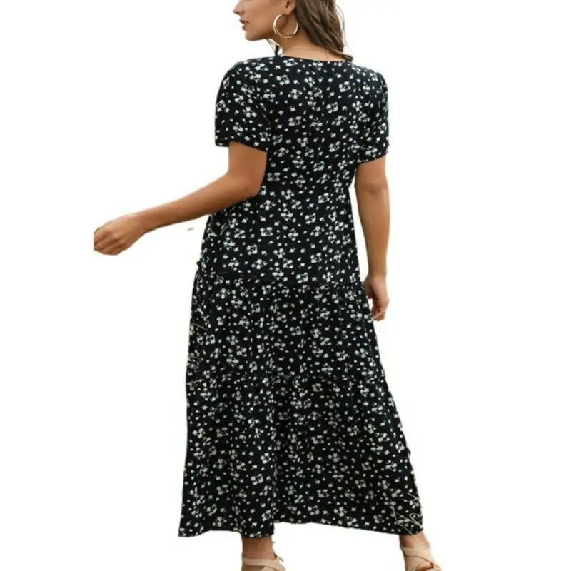 

Women's Baggy Casual Floral Printed Maxi Dress Holiday Travel Chiffon Dresses