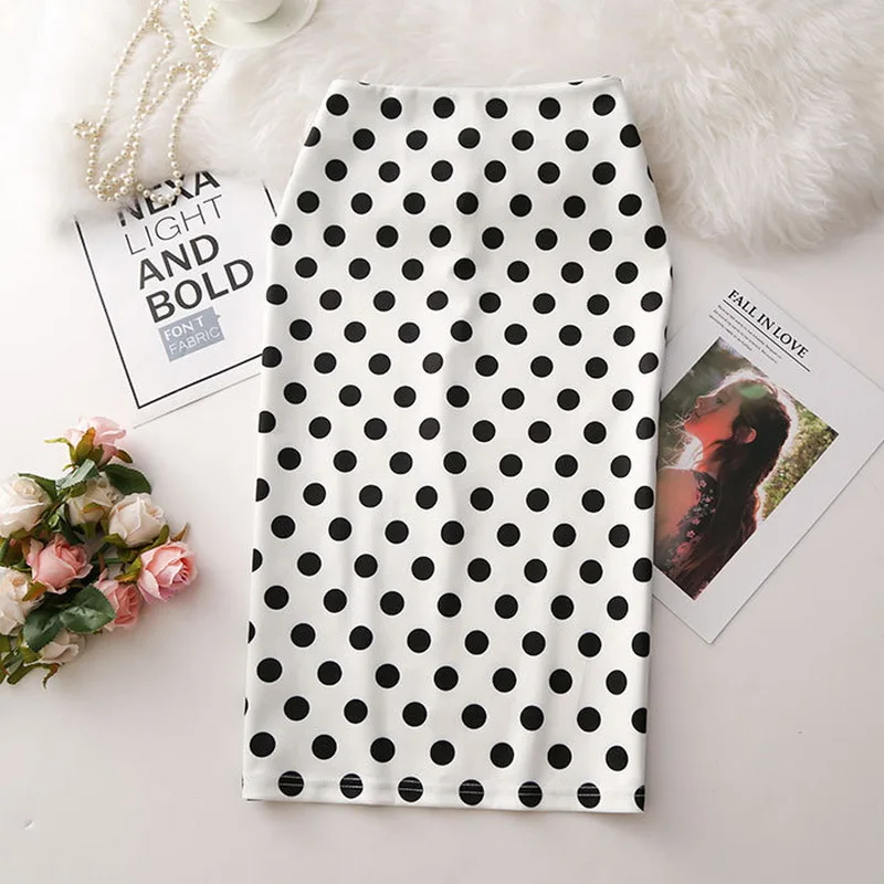 

QRWR Office Lady Style Women Summer Skirts 2020 Skinny Bodycon Knee Length Printed Ladies Skirts Sexy Midi Pencil Skirt Women