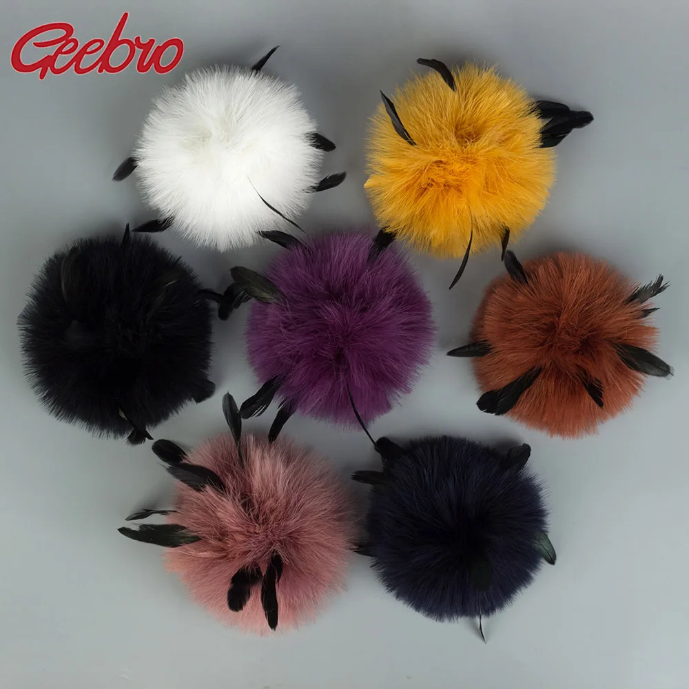 Geebro 15 см DIY страусиный меховой помпон шапки с помпонами головной убор облегающие