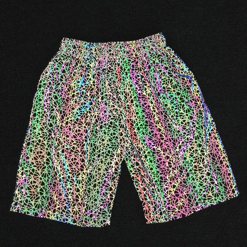 Шорты мужские светоотражающие в полоску уличные Короткие штаны стиле