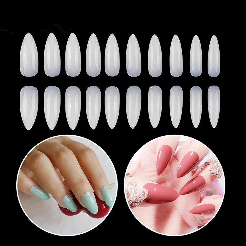 

600Pcs stiletto nail tips artificial fingernails nail tips ballerina in 10 sizes false nail tips for DIY nail art