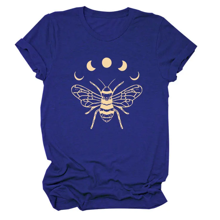 

Moon Sun Bee Print Women T Shirt Short Sleeve O Neck Loose Women Tshirt Ladies Tee Shirt Tops Clothes Camisetas Mujer