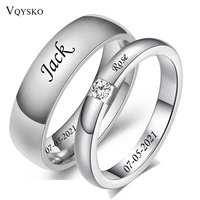 custom stainless steel wedding couple rings for women men engagement bands cz stone puzzle solitaire party ring jewelry gift