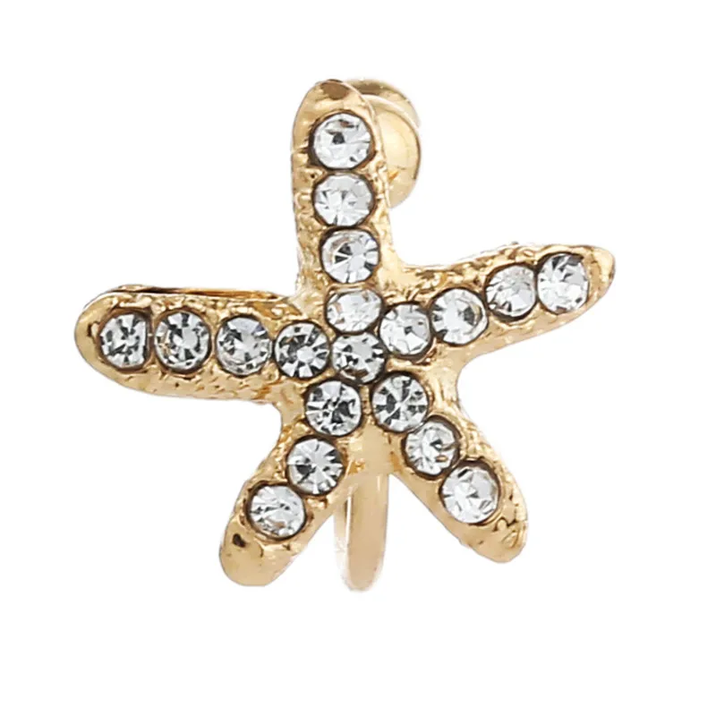 Женские серьги гвоздики с кристаллами в форме морской звезды|Серьги-гвоздики| |