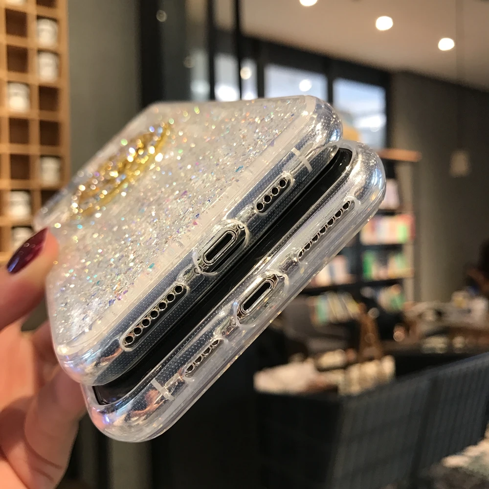 Роскошный чехол для iPhone 11 Pro Max 3D блеск оригинальные вращающиеся монета клей ТПУ 6s