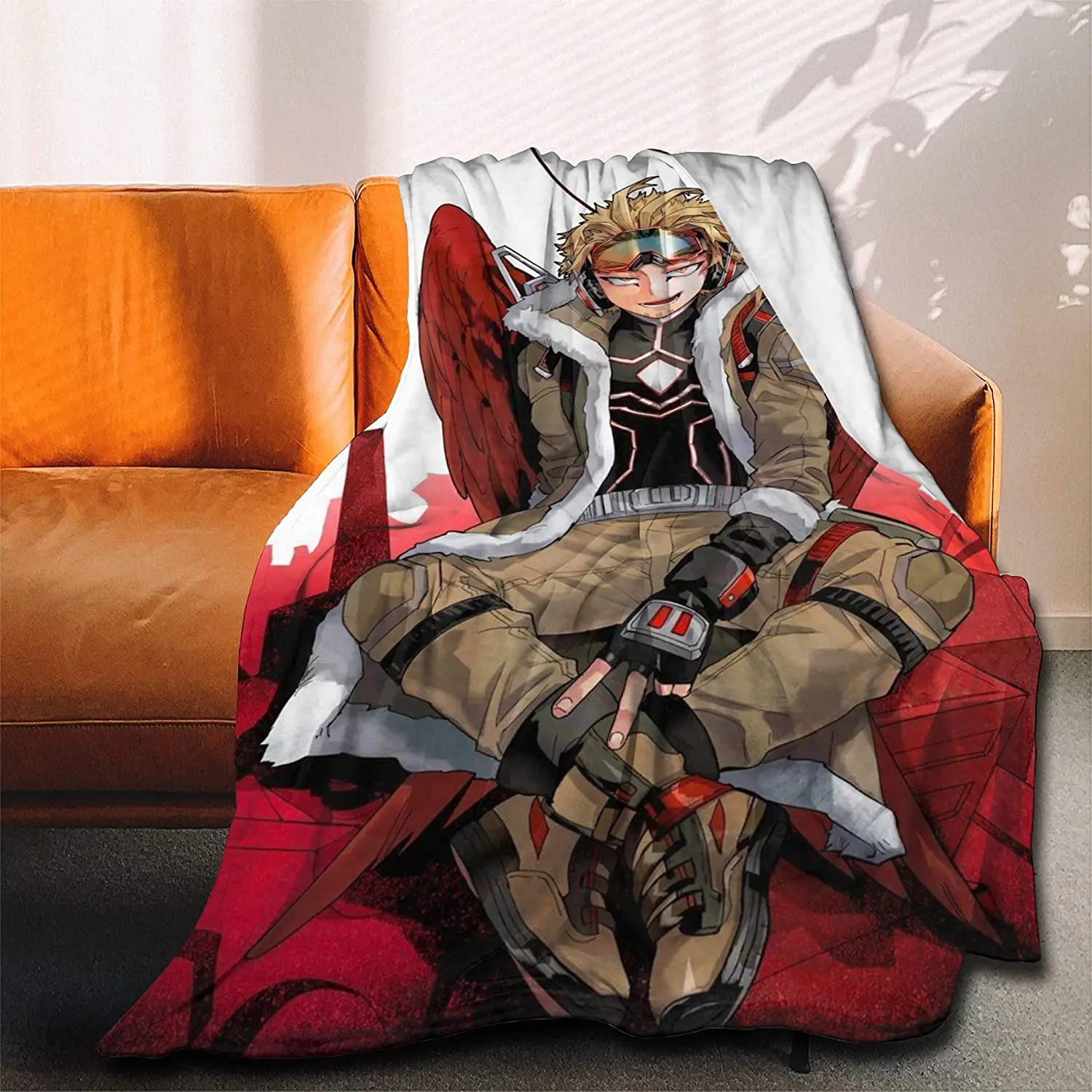 My Hero Academia Collage Anime BNHA Hawks Manga Flannel Throw Blanket Ultra Soft Bedspread Microfiber Fleece Blanket Durable