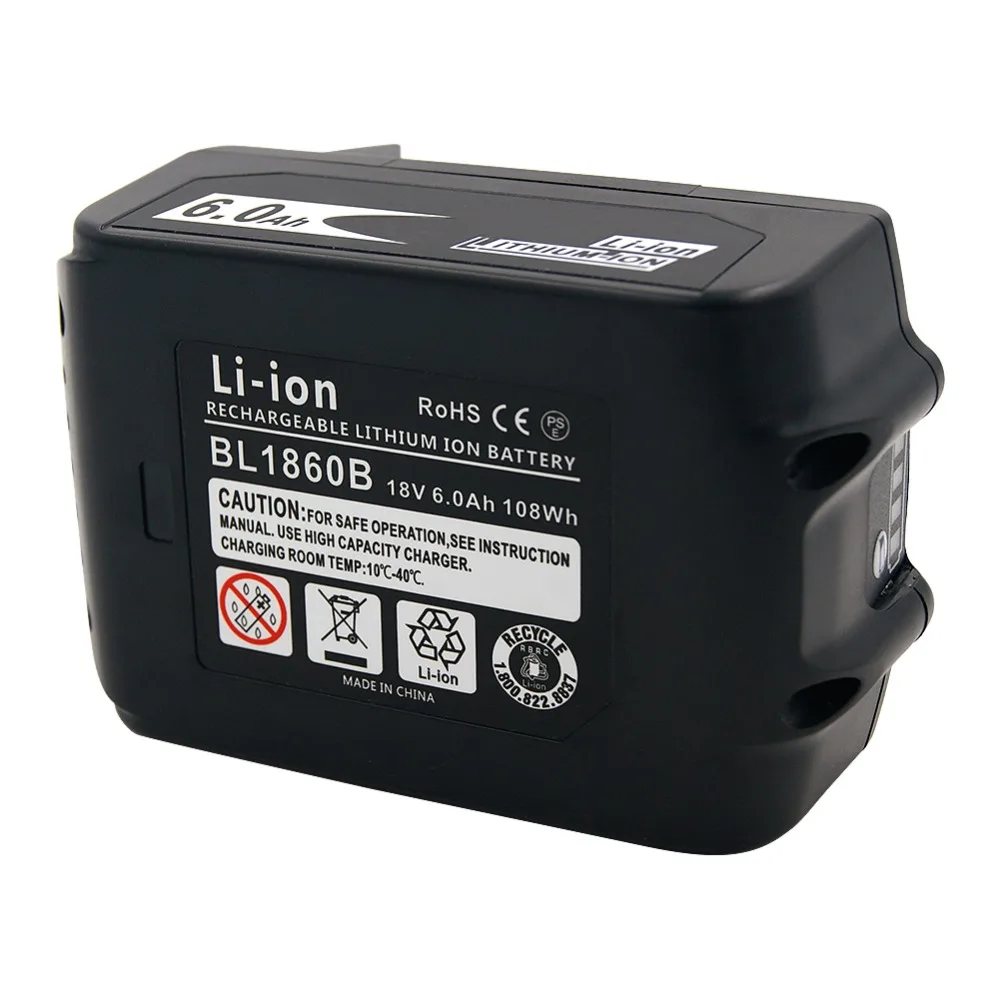 3 шт./лот 18V 6.0Ah Батарея для Makita BL1850B BL1860B BL1840 литий Перезаряжаемые аккумуляторных дрелей с одной ячейкой монитор