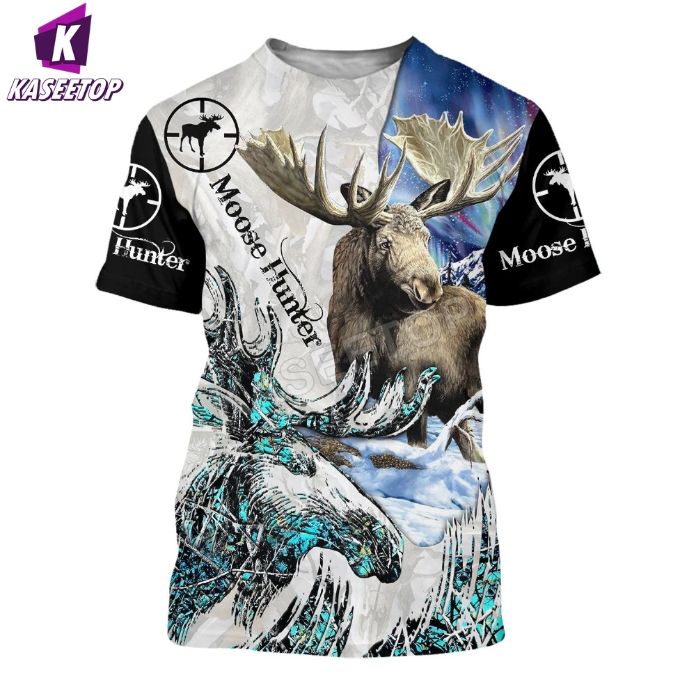 

Summer Fashion Men For Women Animal Deer T-shirt Moose/Elk Hunter 3D Printed Harajuku Short Sleeve T Shirts Casual Tops Tee