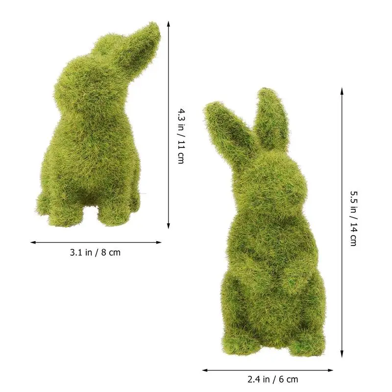 

2pcs Easter Bunny Ornaments Easter Resin Flocking Rabbit Outdoor Home Gardenshop Window Decor Easter Craft Decorations