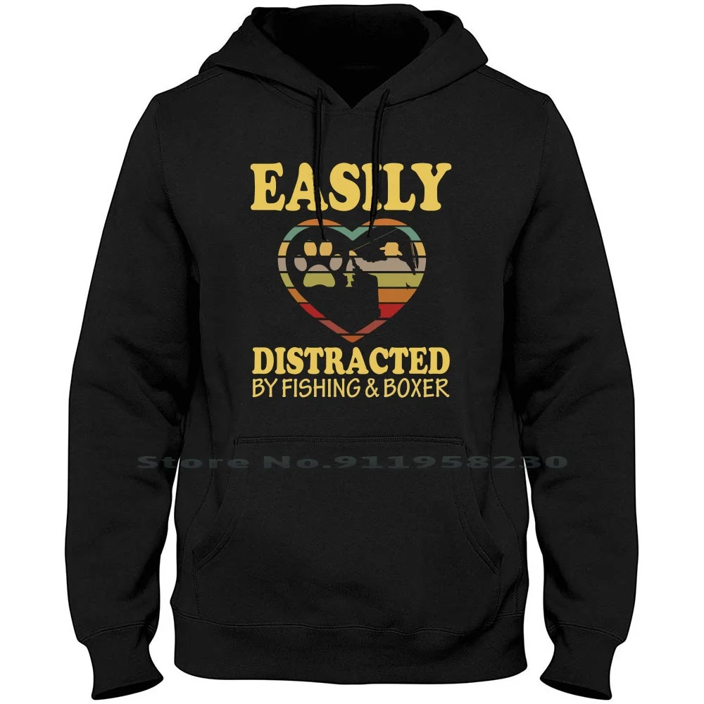 

Easily Distracted By Fishing And Boxer Hoodie Sweater Cotton Fishing Rod Distracted Fisherman Therapy Fishing Salmon Father