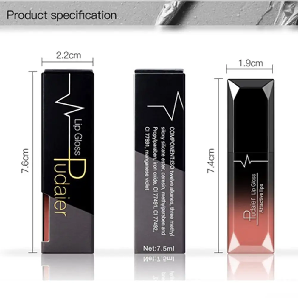 Водостойкая матовая помада Pudaier телесного цвета бархатный глянцевый блеск для