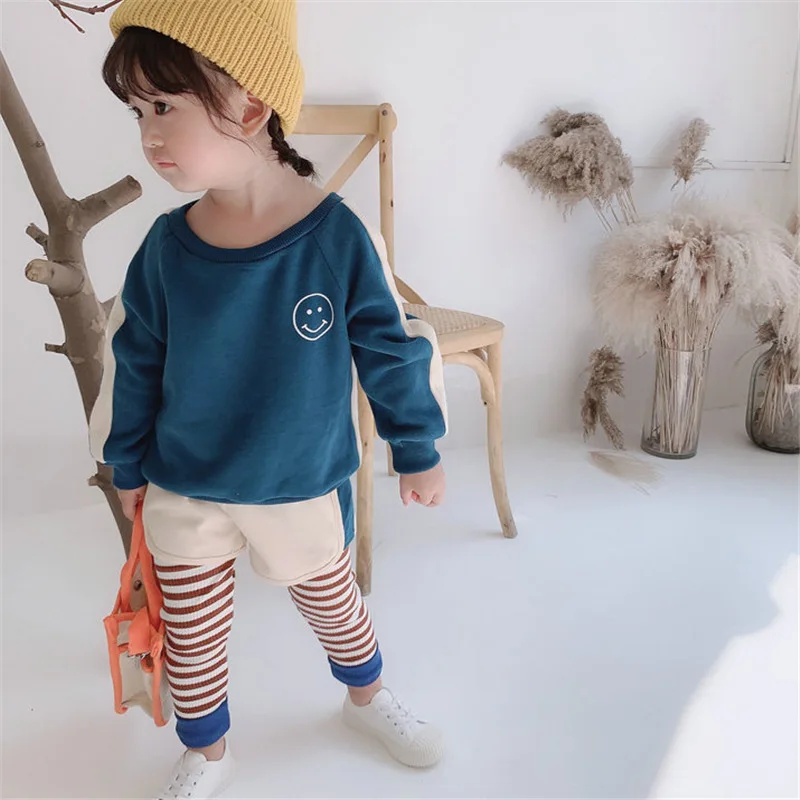 WLG/костюм для девочек из 2 предметов комплект с капюшоном и полосатыми штанами