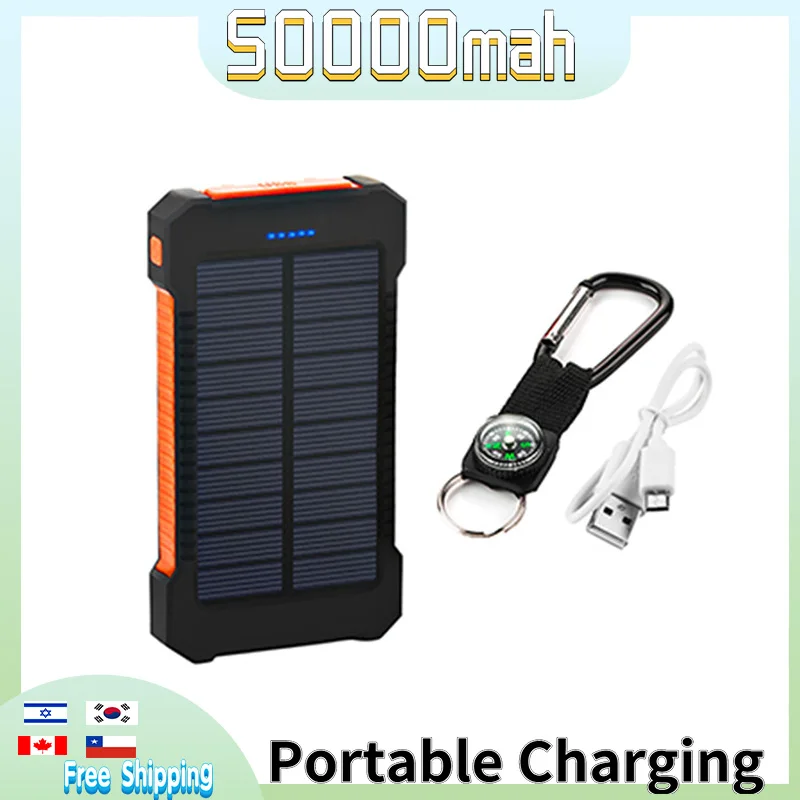 50000mah solar power bank portable charger large capacity external battery outdoor travel power bank for iphone xiaomi samsung free global shipping