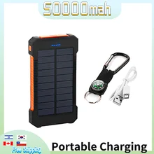 50000mAh Solar Power Bank Portable Charger Large Capacity External Battery Outdoor Travel Power Bank for IPhone Xiaomi Samsung