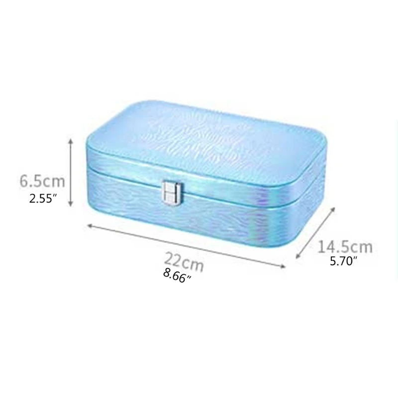 

Portable Travel Watch Ring Bracelet Necklace Storage Box with Mirror Multi-function Jewelry Display Organizer Case