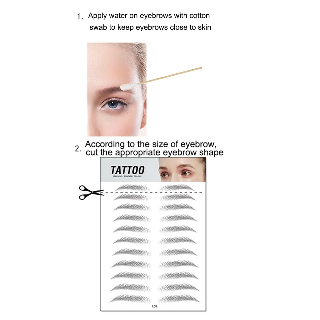 4D Eyebrow Sticker Bionic Tattoo Semi-Permanent Water Transfer Waterproof Embroidery Brow Makeup Supplies | Красота и здоровье