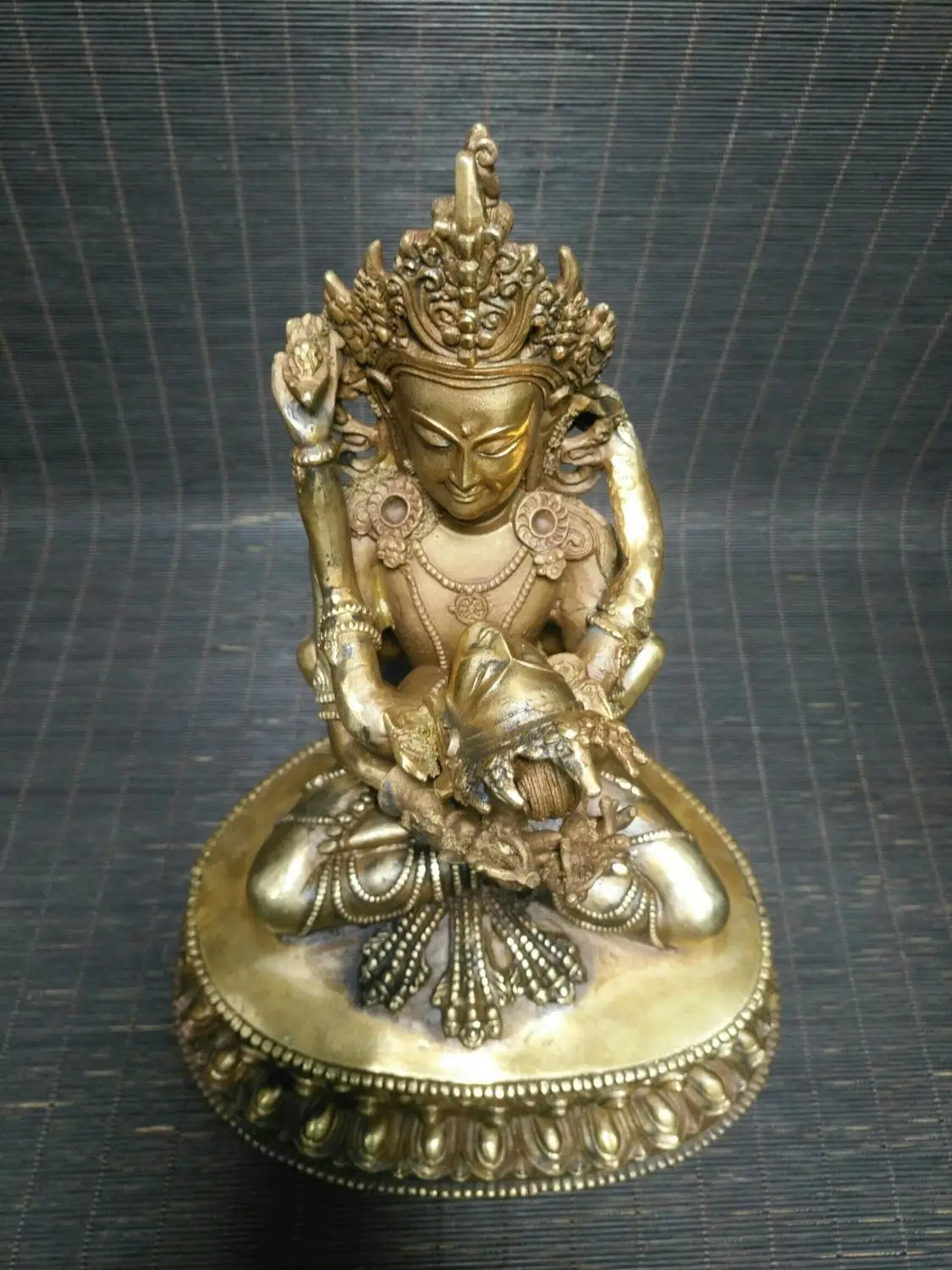 

Wedding 10" Tibet Buddhism Temple Old bronze Tibetan Buddhism Happy Buddha Statue Lust Eros Men and women double training