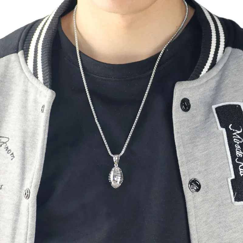 3D кулон в виде американского футбольного мяча мужское Спортивное ожерелье из