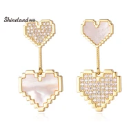 shineland fashion big heart crystal drop dangle earrings for women bijoux asymmetry trendy jewelry valentines day present