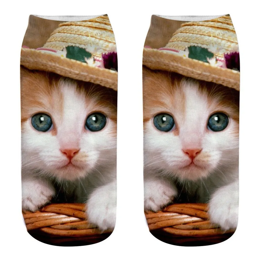 Летние женские носки с объемным рисунком Новинка безумные забавные котом милые