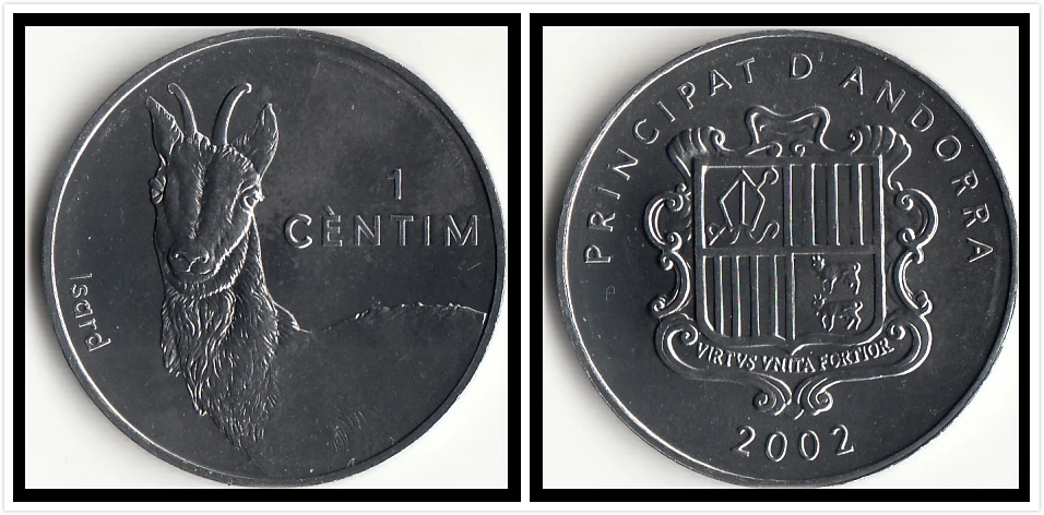 Andorra 1 Centime монеты 2002 ЕС старое издание Европейская оригинальная монета Новинка |