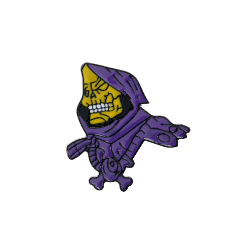 dongsheng jewelry He-Man Skeletor Live Laugh Love Enamel Pin Goth Heart Skeleton Skull Brooches Badge Lapel Pins Halloween Gifts | Украшения