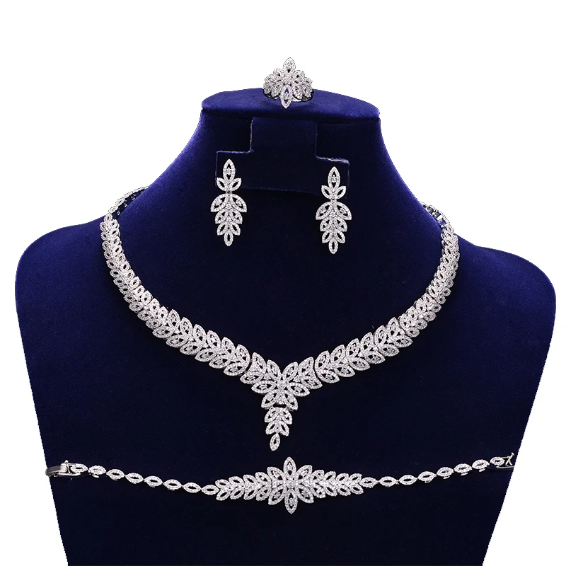 Ювелирные наборы HADIYANA листья дизайн Кристалл Свадебные африканские Стразы