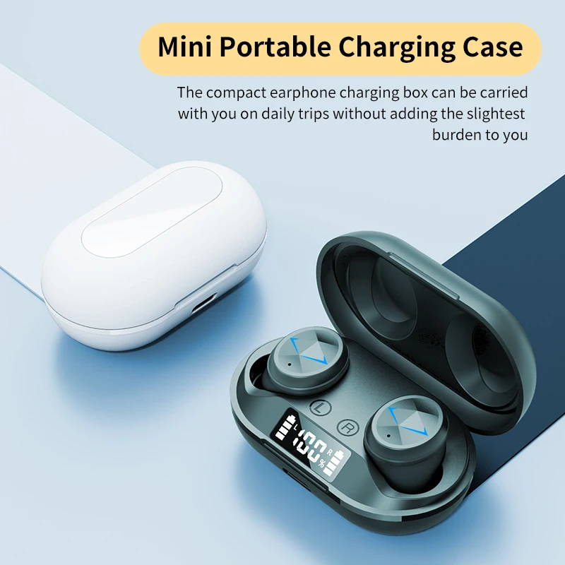 

WELESS 2021 New TWS Bluetooth Wireless Earbuds 9D Stereo Noise Cancelling Sport Game Sweatproof Earbuds Headset High Quality