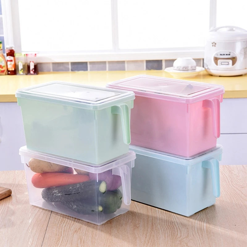 

900A Portable Food Storage Organizer Stackable Refrigerator Handle Kitchen Containers with Lids for fruits Vegetables Meat Egg