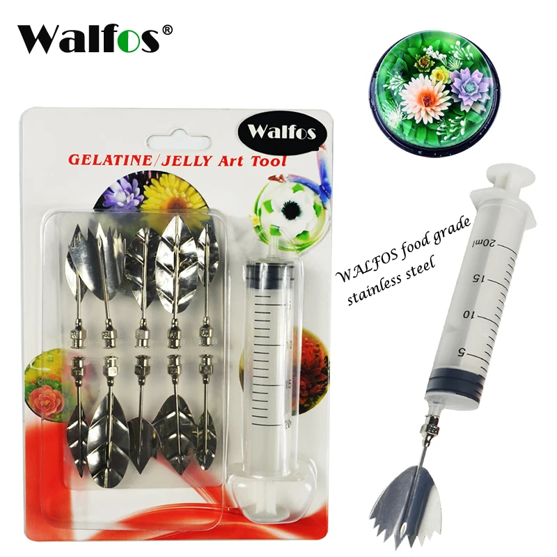 Walfos 11 pieces 3D Jelly Flower Art Tools Jelly Cake Gelatin Pudding Nozzle Syringe Russia Nozzle Set Cake Decorating Tools