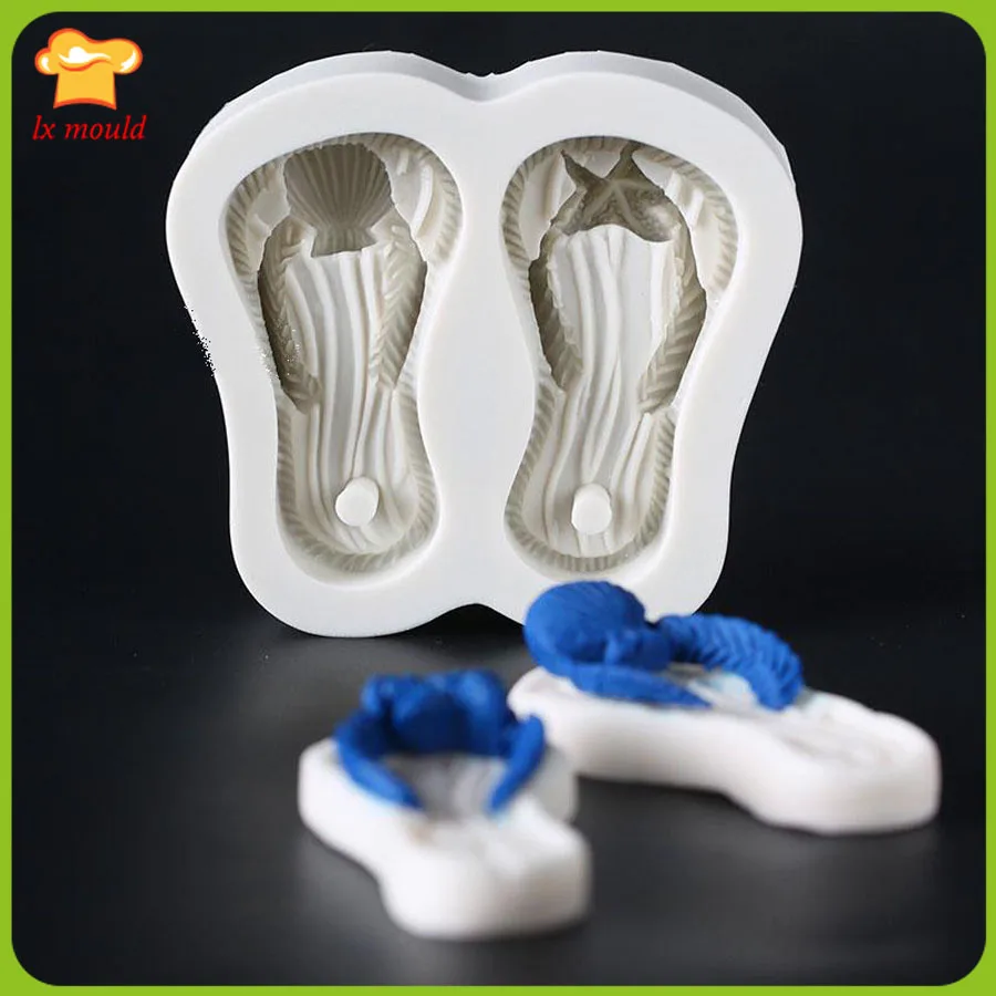 

LXYY Sea Star Ocean Shell Slippers Silicone Moulds Single Hole Aromatherapy Gypsum Mould Fondant Cake Decoration Molds
