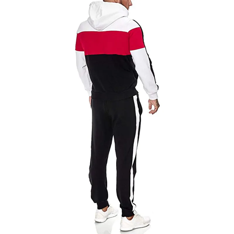 

2021 New Men Set Men's Fashion Tracksuit Casual Sportsuit Male Zipper Hoodies+Pants Sets Man Patchwork Hooded Sweatshirt Suits