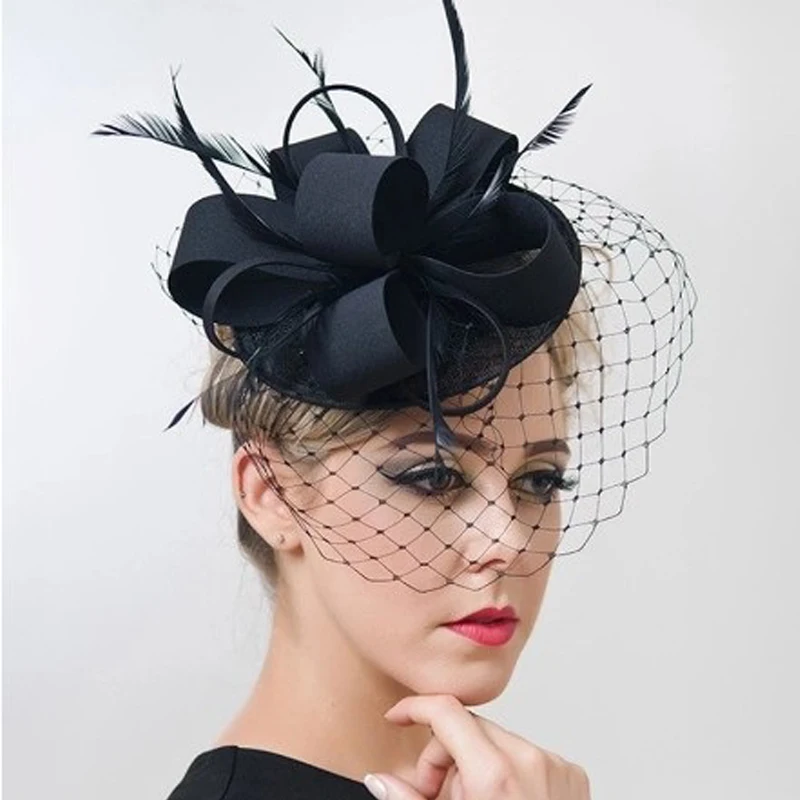 

Шляпка невесты для торжественного случая клип перо женская день гонок Свадебная вечеринка свадебные сетки головной убор для женщин женски...