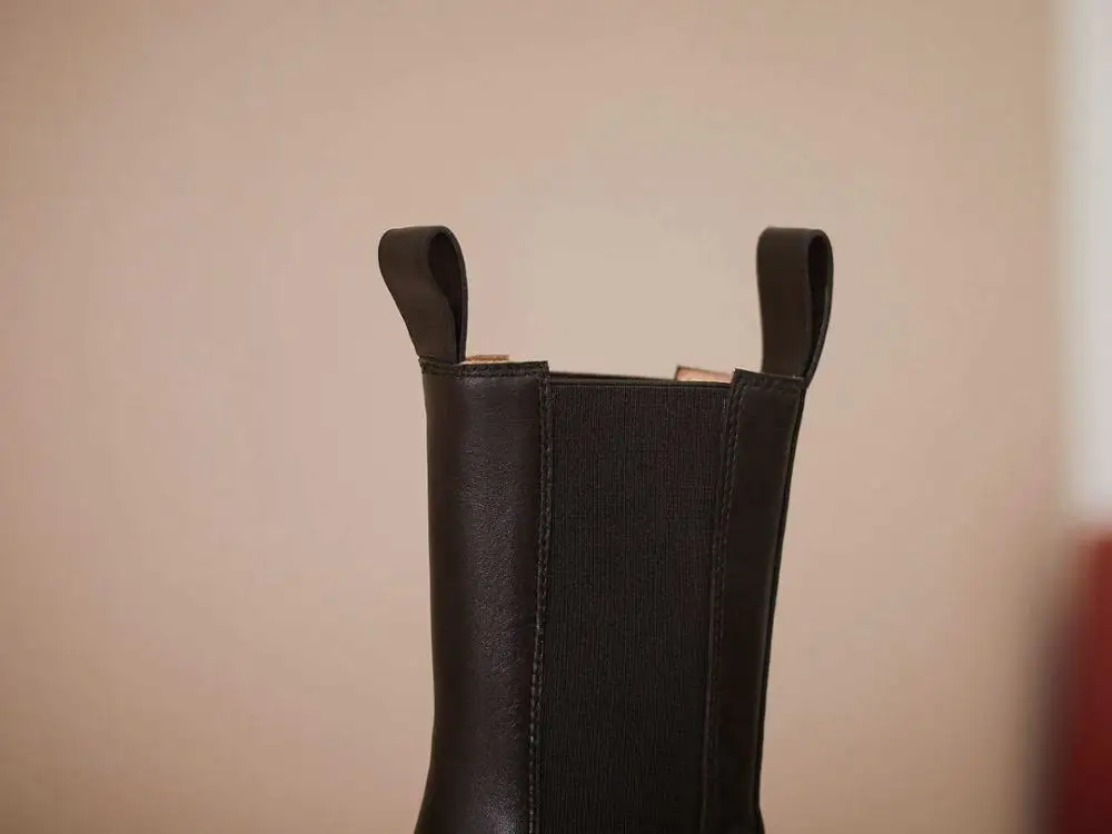 

Lenkisen genuine leather winter new shoes platform high fashion round toe thick high heel slip on keep warm mid-calf boots L7f1