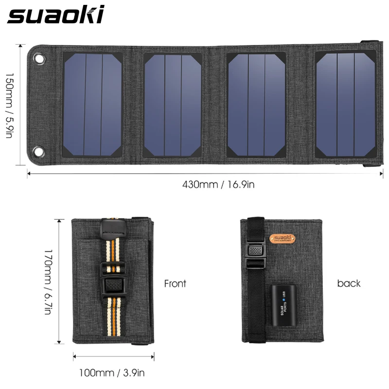 Suaoki Солнечная Панель зарядное устройство 7 Вт портативная складная солнечная