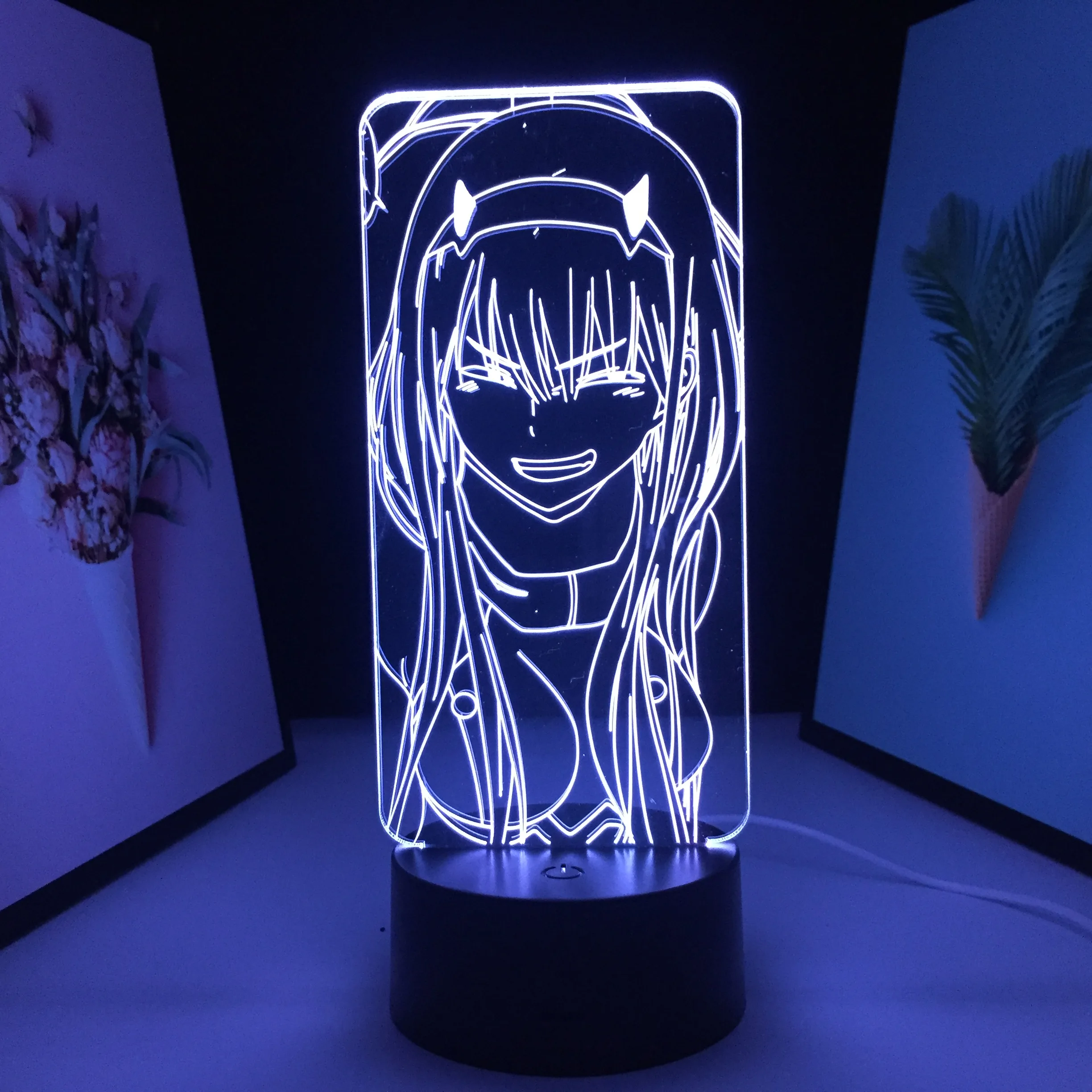 

Angry Girl 3D LED Lamp Anime Figure Black Base Visual Illusion 7 Color Changes With Remote Control for Home Decor Neon Light