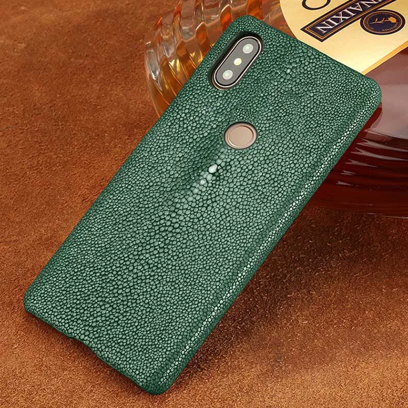 Green Чехол для телефона чехол для Xiaomi mi 5s 6 8 9 A1 A2 lite Max 2 3 mi x 2s натуральный жемчуг рыбья кожа для Redmi Note 4 4x 4A 5 Plus - Цвет: Green