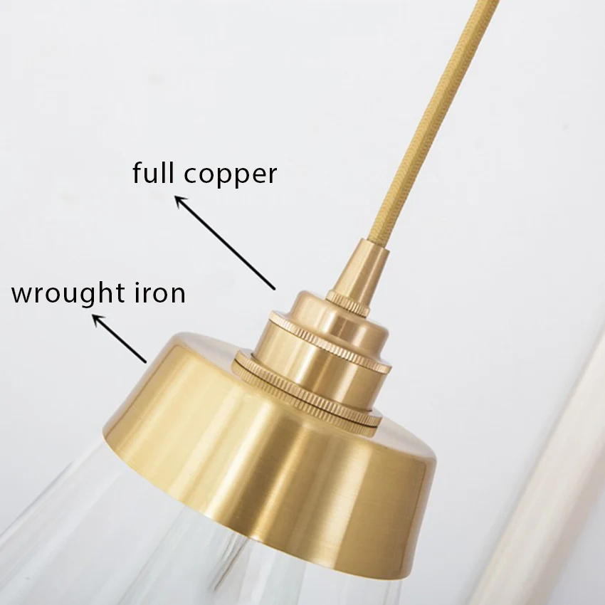 Стеклянный подвесной светильник в скандинавском стиле современный медный