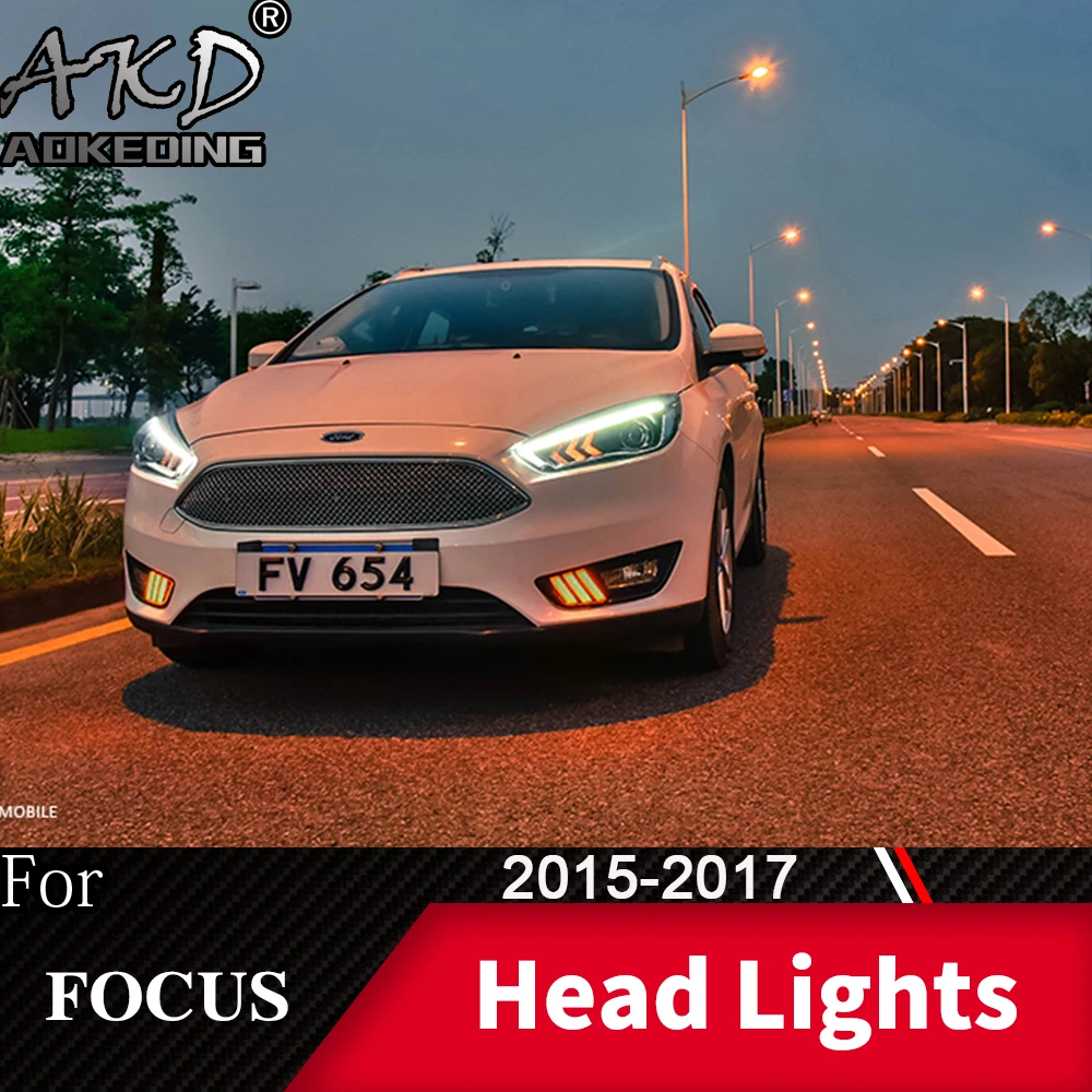 

Head Lamp For Car Ford Focus 4 2015-2017 New Focus Headlights Fog Light Day Running Light DRL H7 LED Bi Xenon Bulb Car Accessory