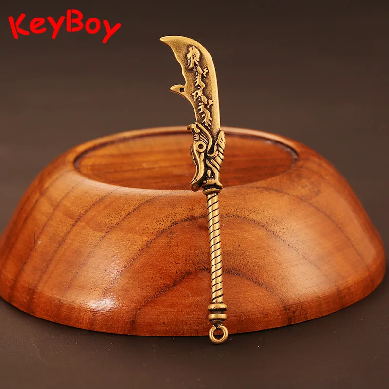 Винтажная медная подвеска в виде ножа Гуань гонг Длинная топорика ретро латунная