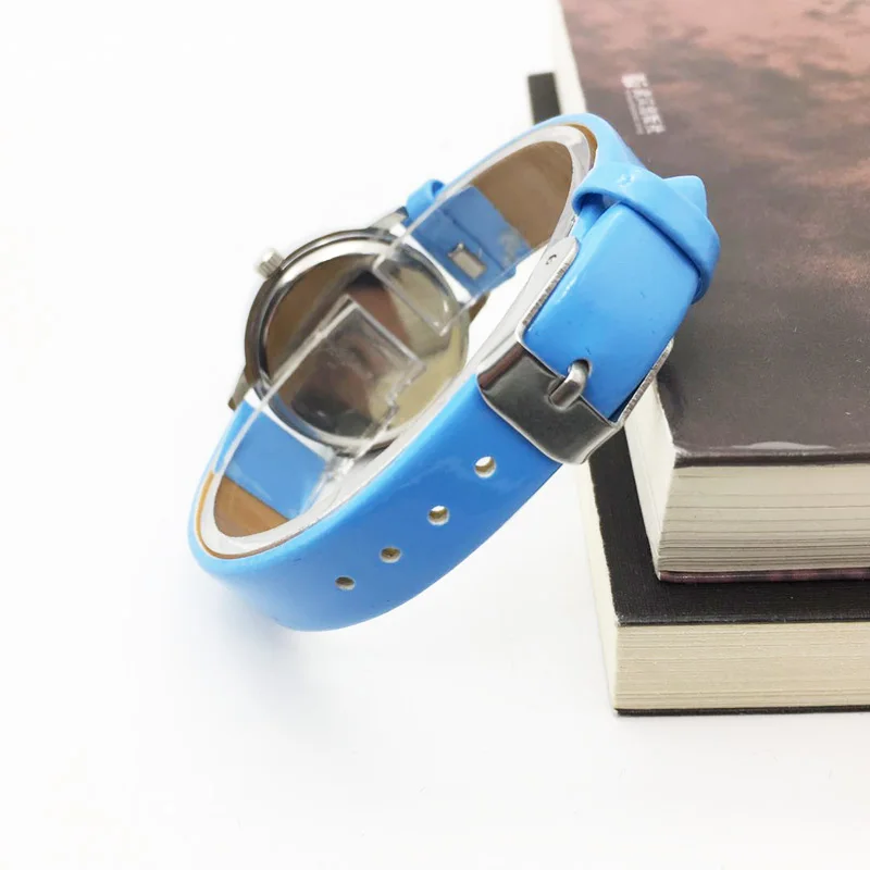 Модные милые детские часы с Минни Маус для мальчиков синие кожаным ремешком