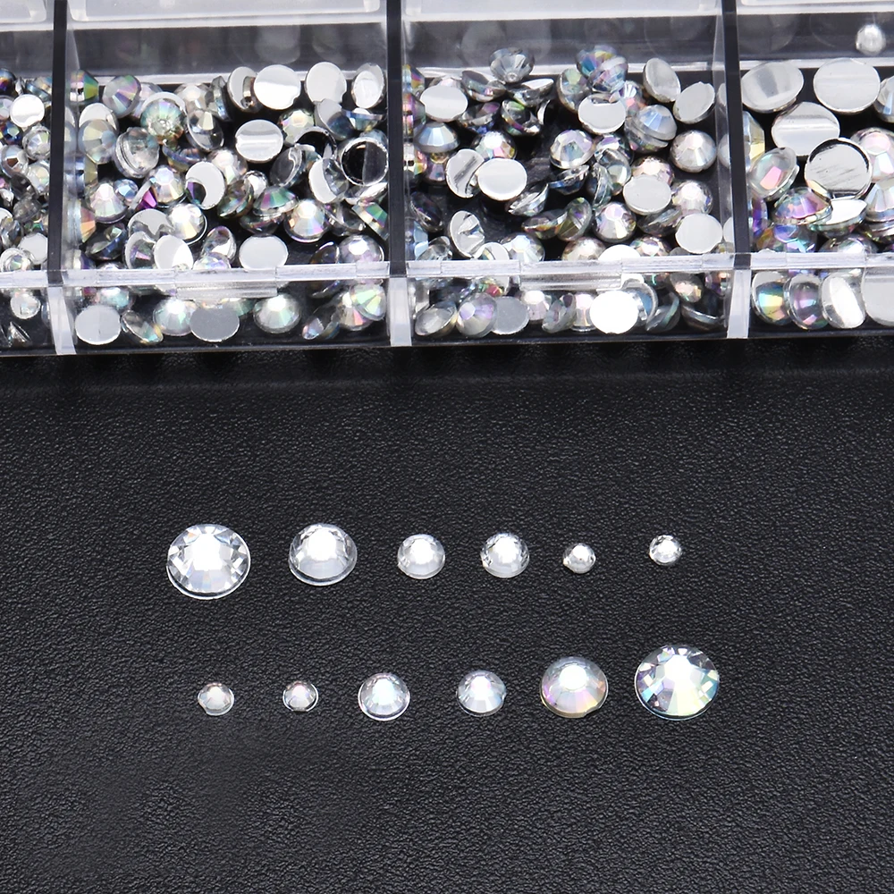 

New Nail Art Decorations Silver Rivet Rhinestone Akcesoria Do Paznokci Multi-size Nail Rhinestones 3D Crystal AB Clear Nail DIY
