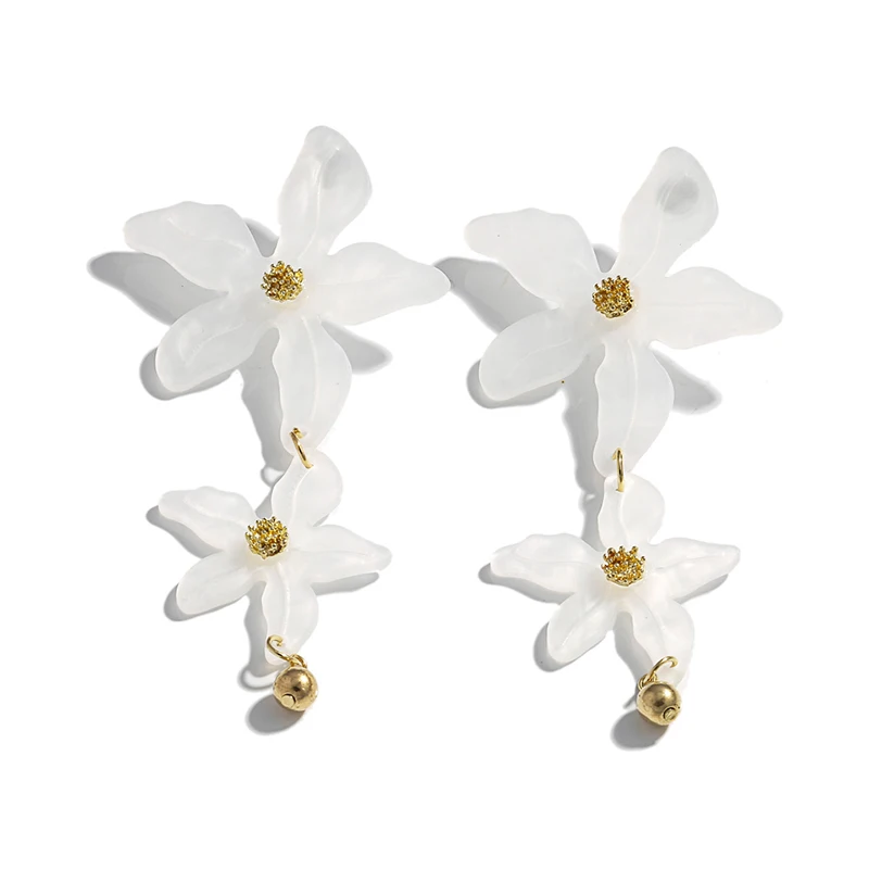 Женские акриловые серьги Yhpup белые подвески с цветком в богемном стиле вечерние