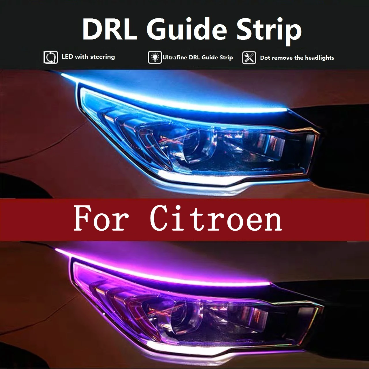 

2pcs LED DRL Car Daytime Running Light Headlight Turn Signal Yellow Lights For Citroen C3 C4 C5 X7 Xsara Picasso C1 C2 Jumper