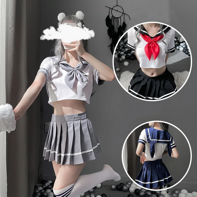 

Japanese Sexy School Girl Uniform Student Role Play Schoolgirl Costume Lolita Sex Porn JK Cosplay Sweet Pleated Sexy Skirt Set