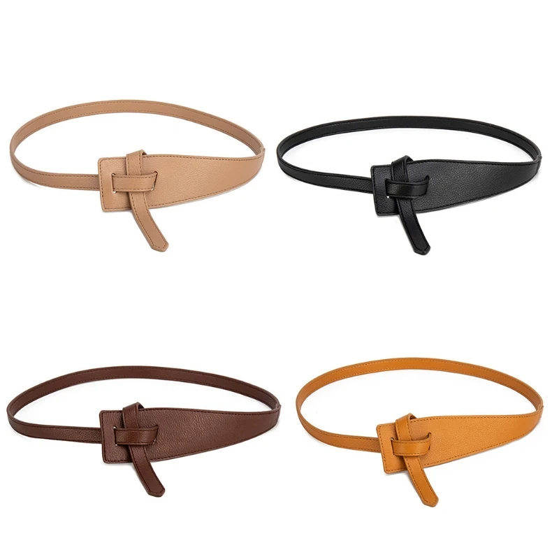 

Y166 Stylish Knot Belt Women Female PU Tie Waistband Apricot Black Brown Camel Color