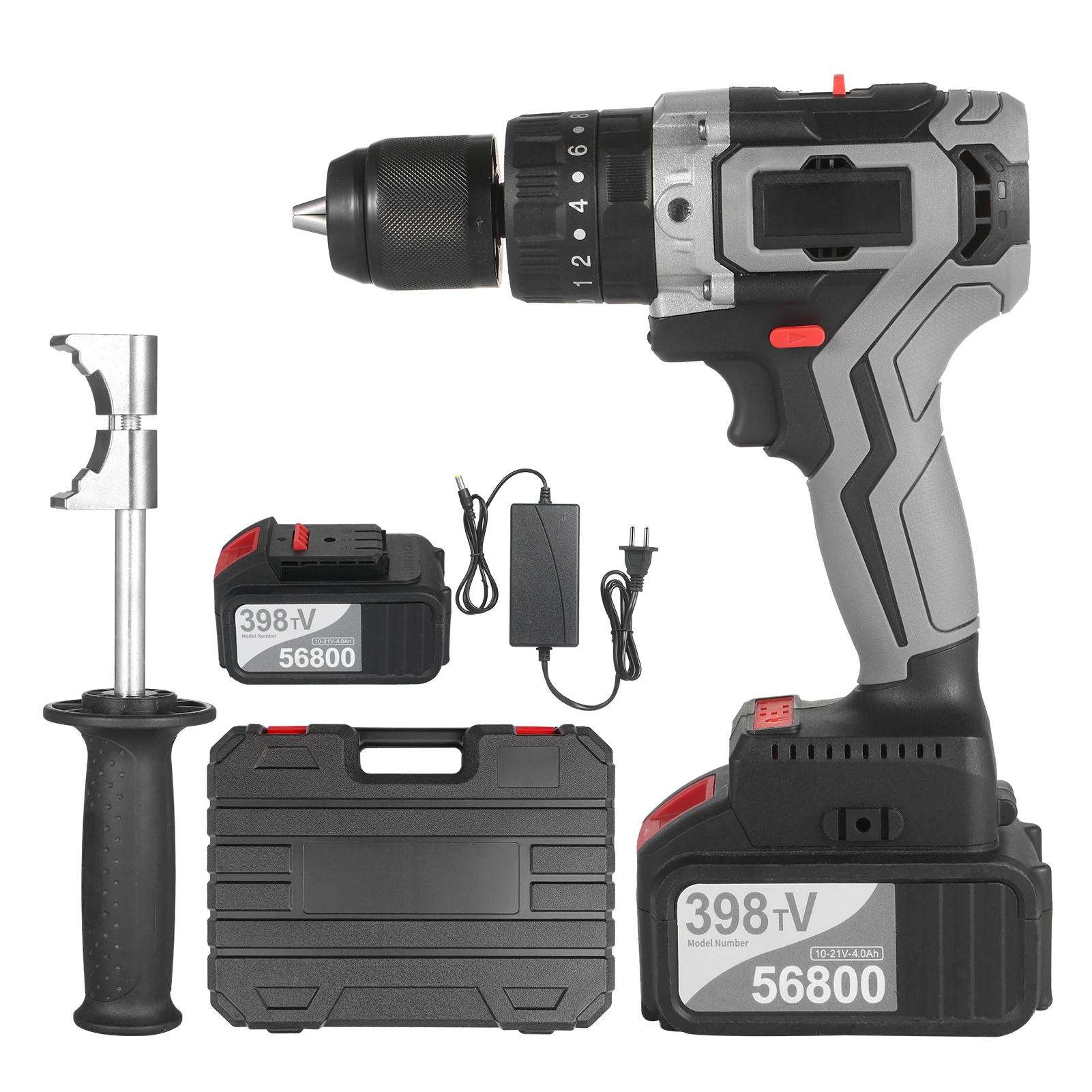 

21V Cordless Drill Driver Brushless Electric Drill 6.0A /4.0A Battery Variable Speed Impact Hammer Drill Cordless Screwdriver